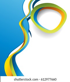 Magazine or brochure, vector design smooth wave curve lines and circles. Abstract background.