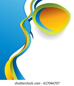 Magazine or brochure, vector design smooth wave curve lines and circles. Abstract background.