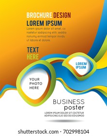 Magazine or brochure, vector design smooth wave curve lines and circles. Abstract background.