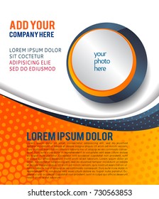 Magazine or brochure, vector design smooth wave curve lines and circles. Abstract background.
