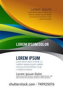 Magazine or brochure, vector design smooth wave curve lines and circles. Abstract background.