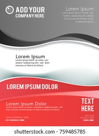 Magazine or brochure, vector design smooth wave curve lines and circles. Abstract background.