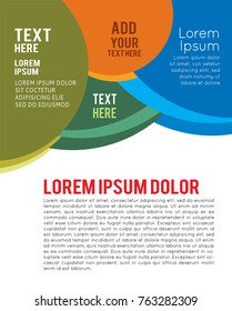 Magazine or brochure, vector design smooth wave curve lines and circles. Abstract background.