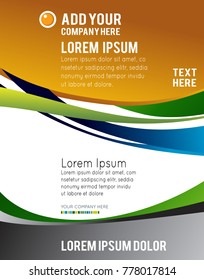 Magazine or brochure, vector design smooth wave curve lines and circles. Abstract background.