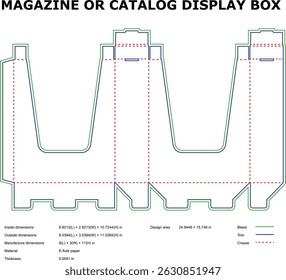 Modelo de caixa de exibição de catálogo de revista die-cut design