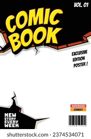 plantilla de diseño de portada de historietas de revista