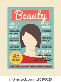 Magazine cover about beauty, fashion and health for women.