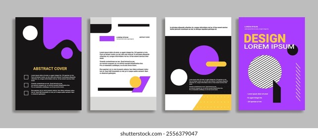 Magazine Cover with Abstract Design for advertising and branding. Bold geometric shapes and vibrant colors with modern typography and layout. A4 format for flyers posters and marketing