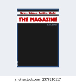 Magazine cover blank template. Vector generic magazine front page mockup with copy space.