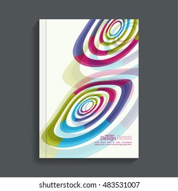 Magazine Cover with colored geometric shapes. 