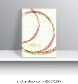 Magazine Cover with colored round hoops, trellis structure. 