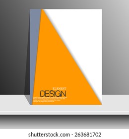 Magazine Cover with curved lines, dotted lines and black dots. Modern flat design. Art object presented on the shelf. Booklet, postcard, business card