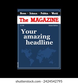 Magazine cover empty template. Blank vector generic magazine mockup with copy space.