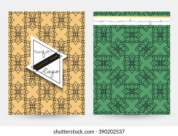 Magazine cover with geometric patterns . Magazine page template . Label template notebook . Abstract for the book cover