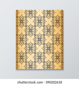 Magazine cover with geometric patterns . Magazine page template . Label template notebook . Abstract for the book cover