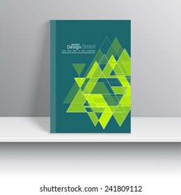 Magazine Cover with glossy pyramids, triangles. 