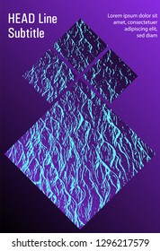 Magazine cover layout vector design. Proton purple and cyan blue esports texture. Fluid buzzing wavy noise ripple texture. Stylish magazine template graphic design. Corporate finance book cover.