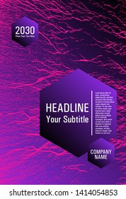 Magazine cover layout vector design. Plastic pink, proton purple esports texture. Buzzing flux ripple movement background. Company strategy book cover. Stylish magazine template graphic design.