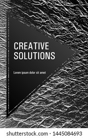 Magazine cover layout vector design. Black and white monochrome waves texture. Cover with headline sample text. Stylish magazine template graphic design. Buzzing flux ripple movement background.