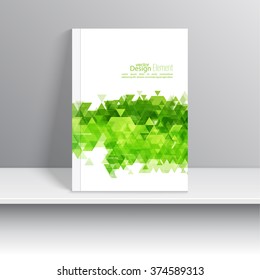Magazine Cover with leaves, triangles. 