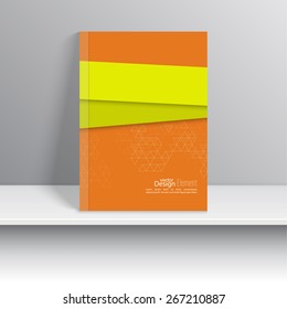 Magazine Cover with overlapping shapes and triangles. 