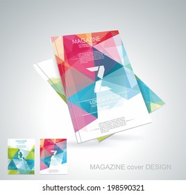 Magazine Cover With Pattern Of Geometric Shapes, Texture With Flow Of Spectrum Effect. 