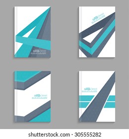 Magazine cover set with origami intersecting ribbons. 