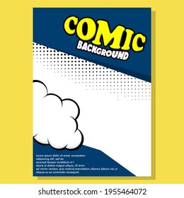 magazine cover template with cartoon comic style background with dot halftone.