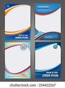 Magazine, flayer, brochure and cover layout design print template, set of 4 vector Illustrations