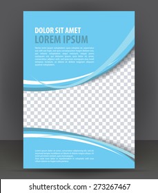 Magazine, flyer, brochure, booklet, cover layout design print template, light blue vector Illustration