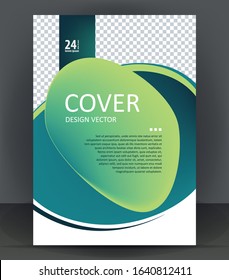 Magazine, flyer, brochure and cover layout design template green blue bright colors