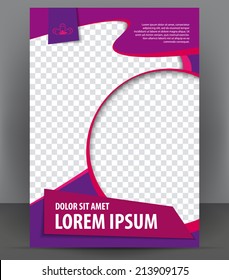 Magazine, flyer, brochure and cover layout violet design template, vector Illustration