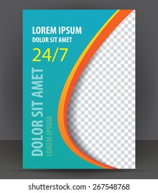 Magazine, flyer, brochure, cover layout design print template, blue vector Illustration