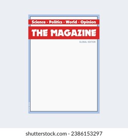 Magazine front page blank template. Vector generic magazine cover mockup with copy space.