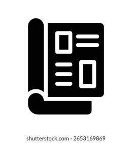 ícone de glifo da revista ilustração gráfico vetorial. Elemento simples ilustração vetor gráfico, adequado para aplicativo, sites e apresentações isolados no fundo branco
