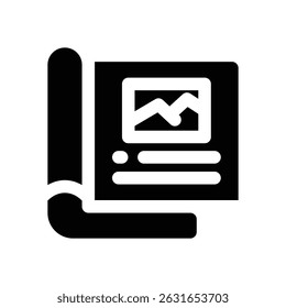 Symbol für Magazin-Glyphe. Starkes und solides Vektorsymbol für Websites, mobile Schnittstellen, Präsentationen und visuelles Branding. Hohe Qualität und einfach zu bearbeiten.