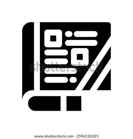 magazine glyph icon. Strong and solid vector icon for websites, mobile interfaces, presentations, and visual branding. High quality and easy to edit.