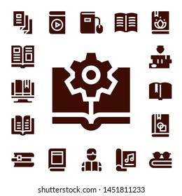 magazine icon set. 17 filled magazine icons.  Simple modern icons about  - Trifold, Magazine, Ebook, Book, Books, Audio book, Reading