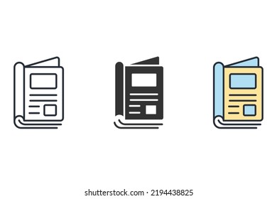 símbolos de iconos de revista elementos vectoriales para web infográfica