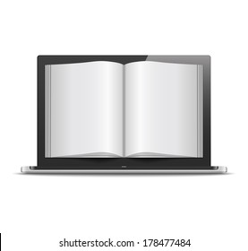 Magazine in laptop, vector eps10 illustration