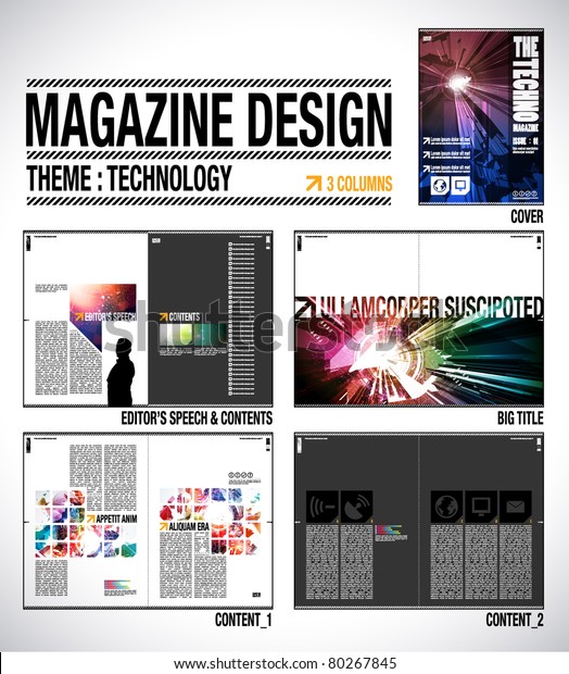 Magazine Layout Design Vorlage Mit Abdeckung 8 Stock Vektorgrafik Lizenzfrei