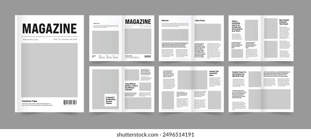 Magazine Layout Template Black and White Design