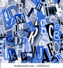 Magazine letters collage. Seamless vector pattern.