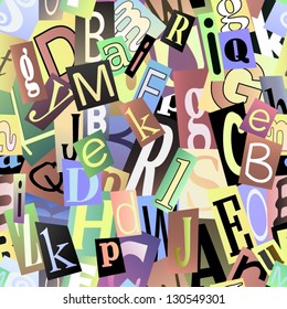 Magazine letters collage. Seamless vector pattern.