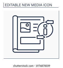 Magazine line icon. Periodical publication. Articles for everyone. Information space. Important news. New media concept. Isolated vector illustration.Editable stroke