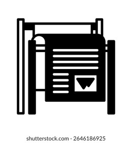 Magazine mini illustration glyph icon, use for journalist, broadcasting, news and media UI, UX kit, app and web development, digital or print.