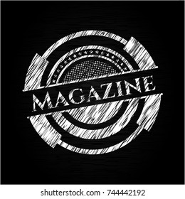 Magazine on chalkboard