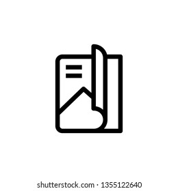 Magazine open page vector icon. Newspaper icon. Journal symbol. Book sign. Trendy Flat style for graphic design, Web site, UI. EPS10. - Vector illustration