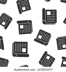 Magazine page icon seamless pattern background. News vector illustration on white isolated background. Brochure business concept.