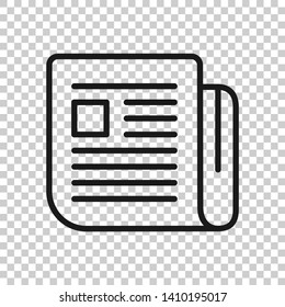 Magazine page icon in transparent style. News vector illustration on isolated background. Brochure business concept.
